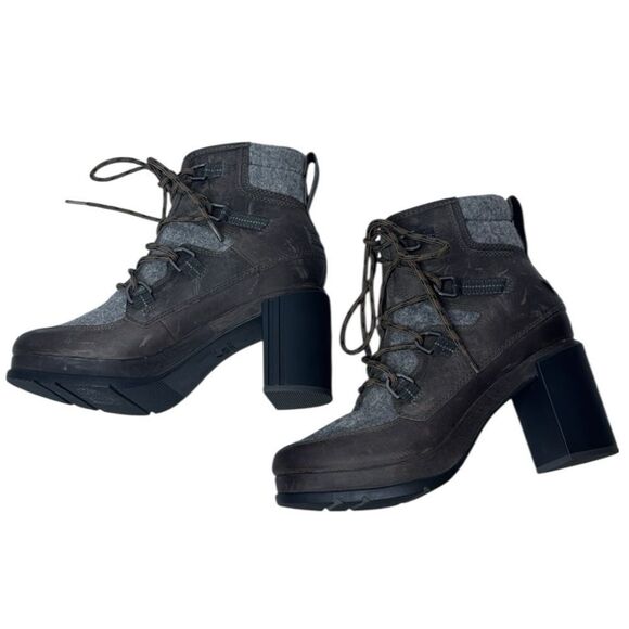 Sorel Gray and Brown Blake Lace Up Heeled Ankle Booties. Size 7.5. - Picture 1 of 9